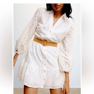 Mango cotton White Mini eyelet dress - US 4/S (never worn)